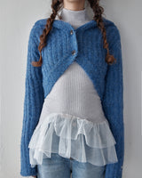 CROPPED HOODIE CARDIGAN - BLUE