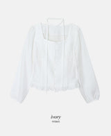 [SHOPPERMADE] セレーヌフリルスクエアブラウス＋ネクタイセット (2color)