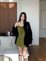 Lumi square Lace String Mini  Dress