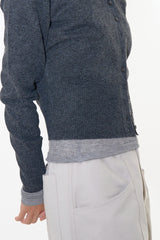 Button hood cardigan