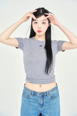 リボンロゴ刺繍半袖Tシャツ / ribbon LOGO embroidery H/S TEE