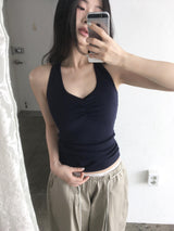Shirred halter top