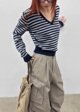 [MADE] Rivni Stripe V-Neck Knit