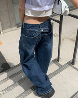 (Unisex) バックボタンデニムパンツ