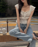 Zeble embroidered frill blouse