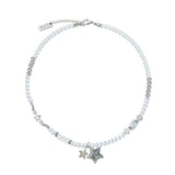 Glitter Double Star Clear Beads Necklace