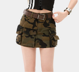 American Retro Camo Cargo Denim Shorts