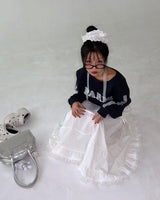 Lace Choker Muffler Set Cropped Sweatshirt