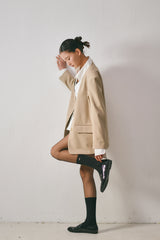 No Collar Tailored Jacket_Beige