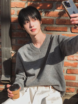 [wool80%] Cop Wool Layered V-Neck Knit