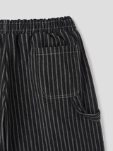 Striped Bermuda Carpenter Denim Wide Pants 2COLOR