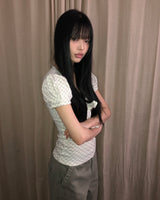 Kukin Check Ribbon Short Sleeve T-Shirt