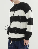 Damage Stripe Over-fit Knit