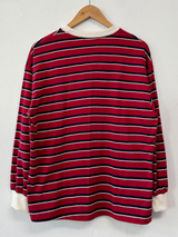 STRIPE OVER BOXY BOYFRIEND ロングスリーブTシャツ ❤💚🩵🧸4COLOR