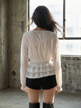 Double Frill Smocking Blouse