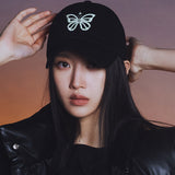 VINTAGE BUTTERFLY BLINK BALL CAP_CHARCOAL BLACK