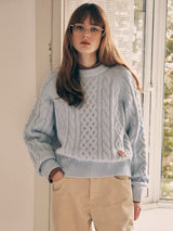 ROUND CABLE LABEL KNIT BLUE