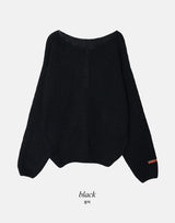 アメリ―レザーパッチヘンリーネックニット (5color)