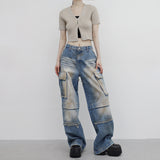 (Unisex) Bison Cargo Wide Denim