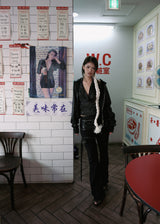 [ID] Layered Leather Bootcut Pants (Black)