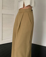 Meld Buckle Pintuck Slacks Pants