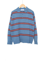 Colored striped collar knitwear