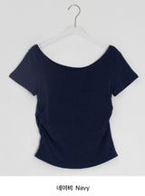 Kosel U-neck Side Shirring Short Sleeve Tee