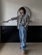Libern tuck denim pants