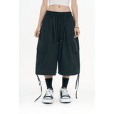 Balloon Bermuda Nylon Pants - Black