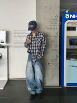 Typing Lettering Snap Denim Pants 2C