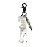 mushroom gemstone keyring (white)