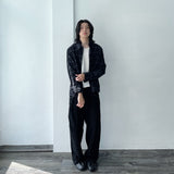 Dark-Tone Minimal Plaid Shirt