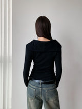 Shoulder Strap Soft Long Sleeve Tee