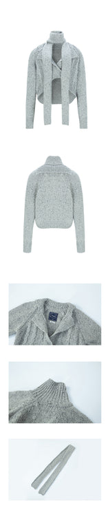 MUFFLER & TWO WAY CARDIGAN - MELANGE