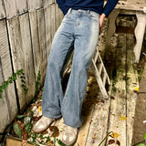 Side Brush Wash Wide Denim Pants