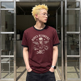 エッセンシャルスタンダード半袖リンガーTシャツ モーターサイクル バーガンディ