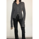 HIGH NECK ZIP-UP: GREY