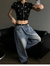 Star crop hood zip up(2color)