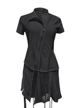 CURVED ZIP-UP SHIRT WITH LAYER . COOL BLACK
