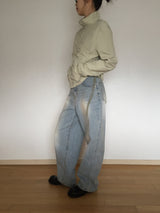 light sand denim wide long pants