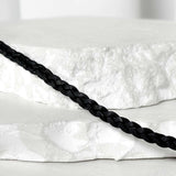 Leather string necklace_flat weave black