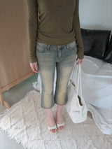 Zpi Vintage-Washed Low-Rise Capri Denim Jeans