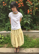 Kira Shirring Cut Nylon Midi Skirt