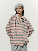 STRIPE COLLAR JACKET PINK