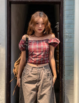 Ien shirring puff off-shoulder short sleeve
