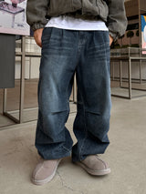Gracie Double Pintuck Balloon Denim Pants