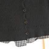 Layered Check Shirt Knit Top 231330484