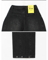 Allt Hem Snap Pin Tuck Washed Denim Wide Pants