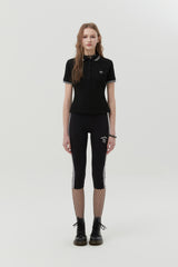 LINE POINT SHORT LEGGINGS [BLACK]