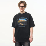 ウォッシュドプリンティドマウンテンTシャツ